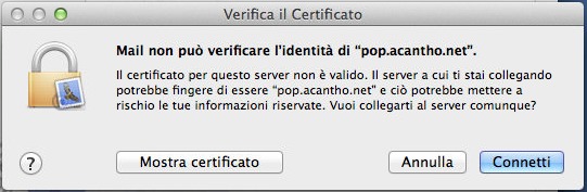 Mail non puo' verificare l'identita'