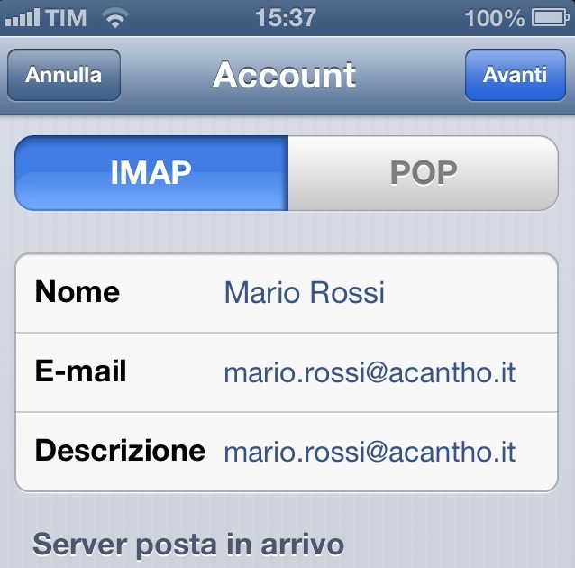 Finestra configurazione account 01