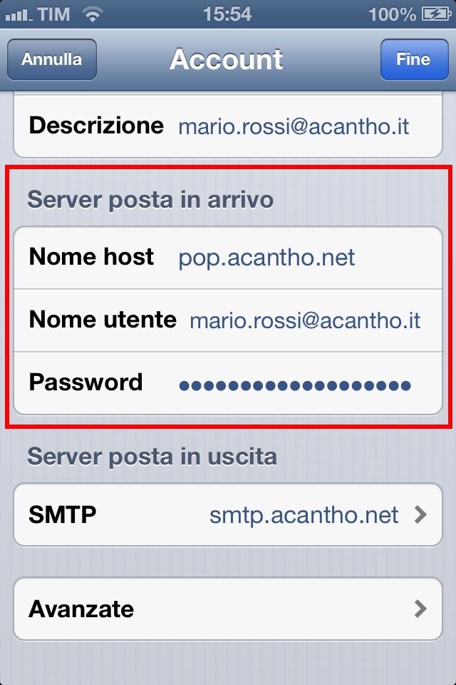 Finestra configurazione account 02